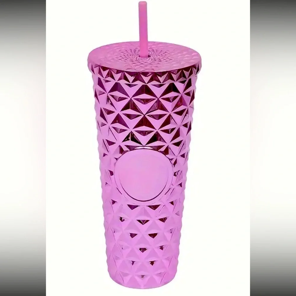 SHINY STUDDED TUMBLER WITH LID AND STRAW 710ML/24OZ